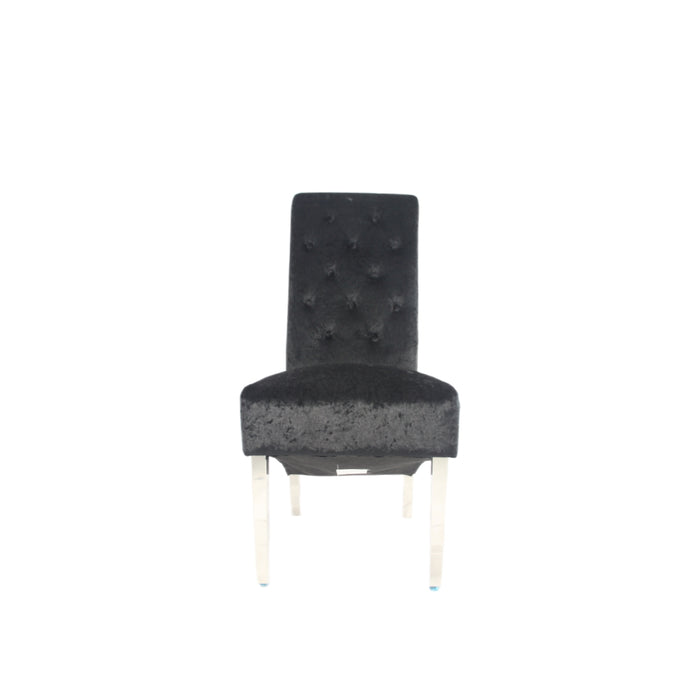 Lucy 01 Crushed Black Chair (Lion Knocker/Chrome Legs)