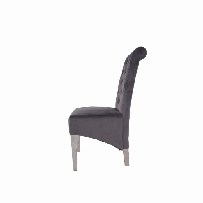 Lucy 01 Dark Grey Chair (Lion Knocker/Chrome Legs)