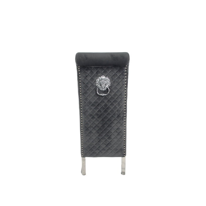 Lucy 01 Dark Grey Chair (Lion Knocker/Chrome Legs)