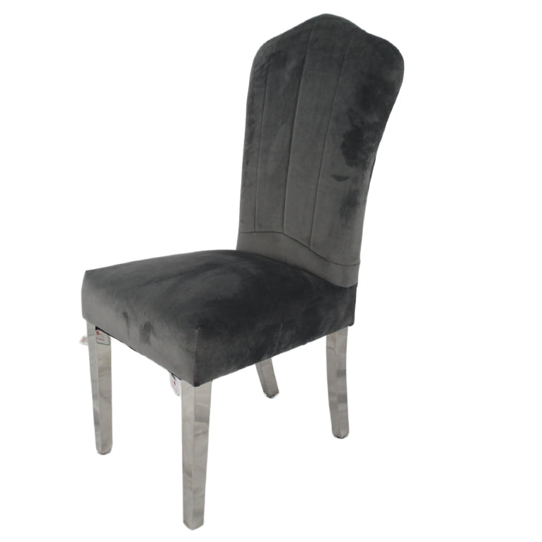 2 x Alice Dark Grey Chairs (Chrome Legs) detail
