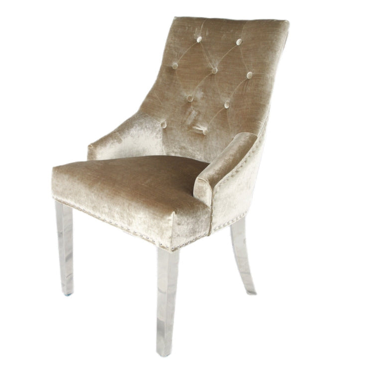2 x Jessica Mink Chairs (Ring Knocker/Chrome Legs) detail