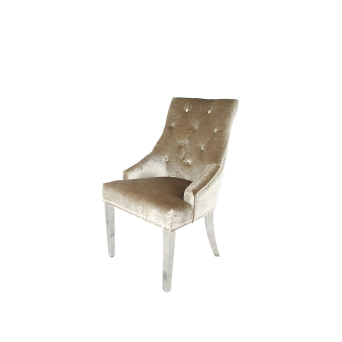 Jessica Mink Chair (Ring Knocker/Chrome Legs)