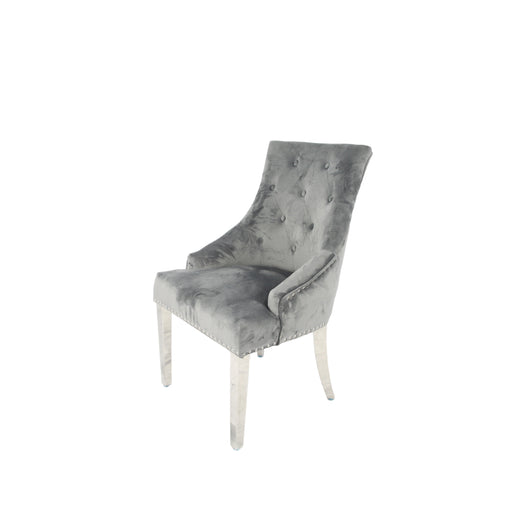 Jessica Dark Grey Chair (Ring Knocker/Chrome Legs)