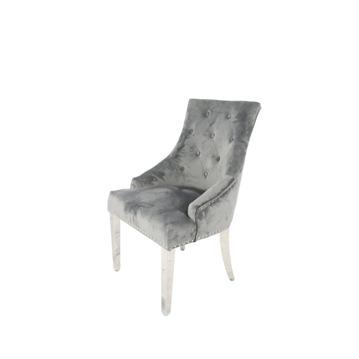 Jessica Dark Grey Chair (Ring Knocker/Chrome Legs)