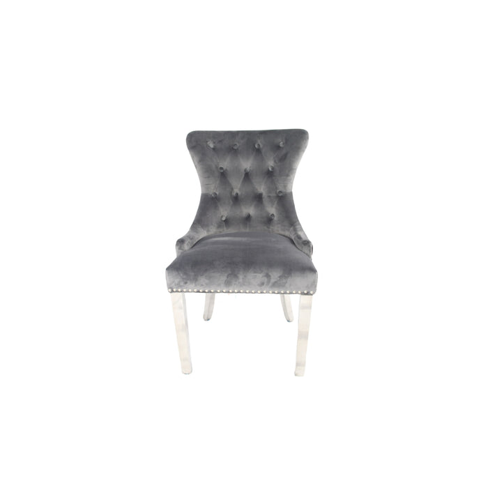 Chelsea Dark Grey Chair (Ring Knocker/Chrome Legs)