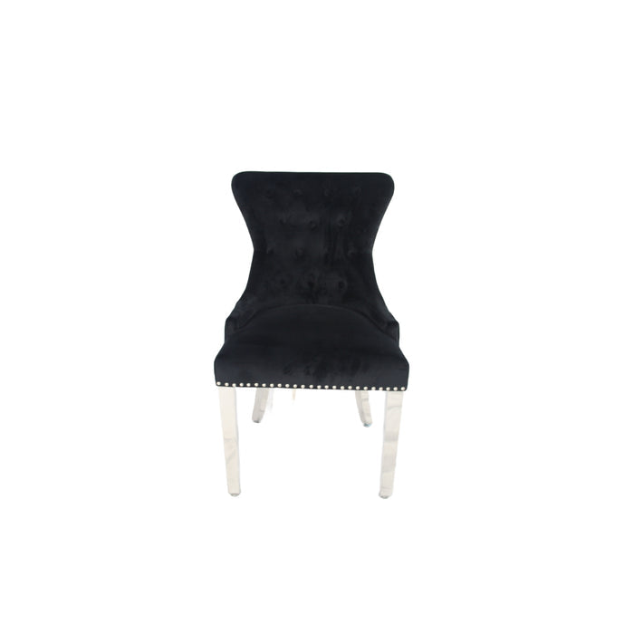 Chelsea 01 Black Chair (Lion Knocker/Chrome Legs)