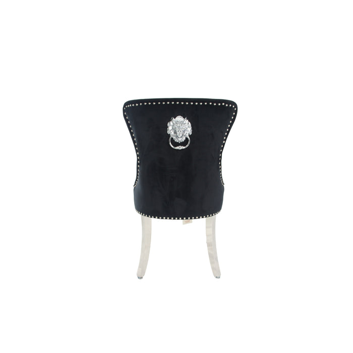 Chelsea 01 Black Chair (Lion Knocker/Chrome Legs)