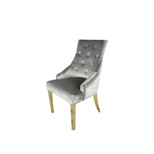 G-Roma Silver Grey Chair (Lion Knocker/Gold Legs)