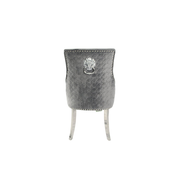 Roma Dark Grey Chair (Lion Knocker/Chrome Legs)