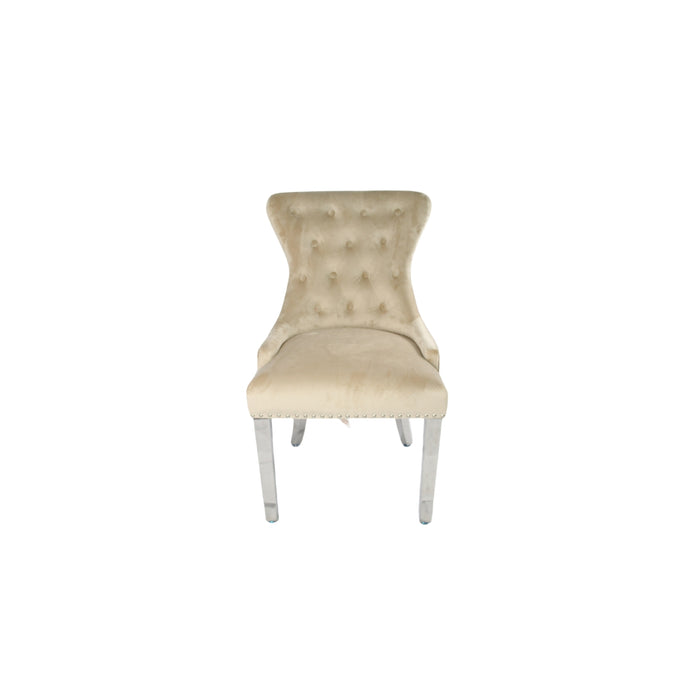 Chelsea 01 Cream Chair (Lion Knocker/Chrome Legs)