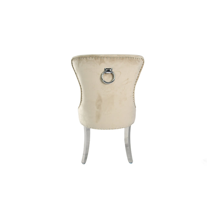 Chelsea Cream Chair (Ring Knocker/Chrome Legs)
