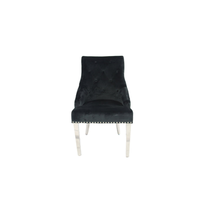 Roma Black Chair (Lion Knocker/Chrome Legs)