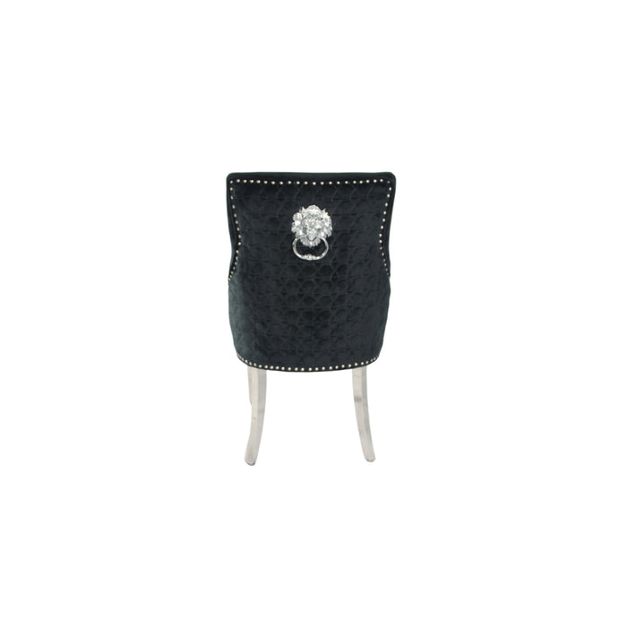 Roma Black Chair (Lion Knocker/Chrome Legs)