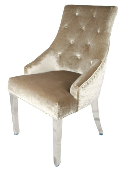 2 x Roma Mink Chairs (Lion Knocker/Chrome Legs) detail