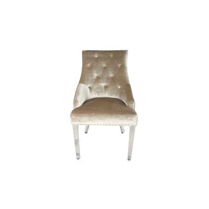 Roma Mink Chair (Lion Knocker/Chrome Legs)