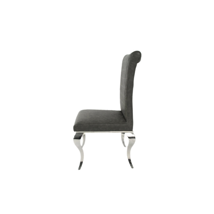 London PU Dark Grey Chair (Chrome Legs)