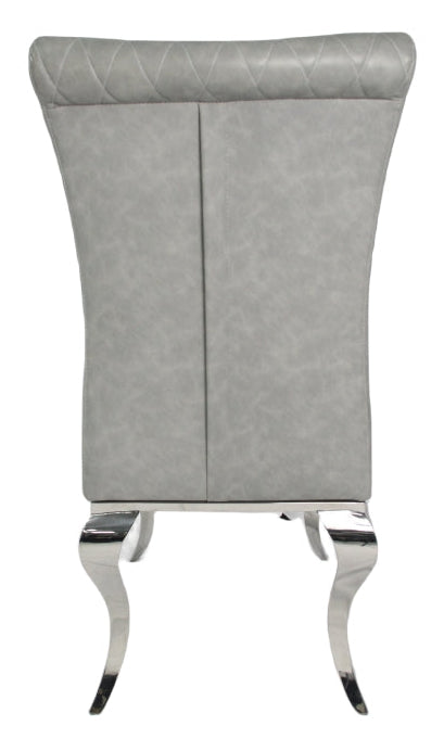 2 x London PU Light Grey Chairs (Chrome Legs) detail