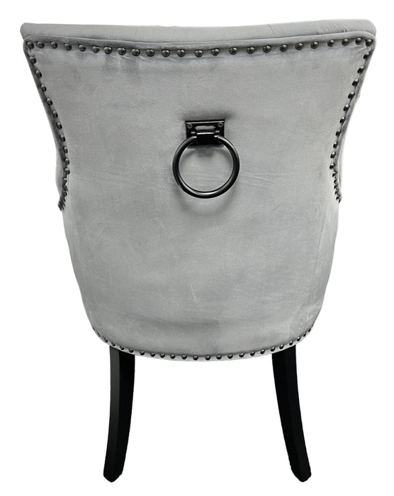 BK-Jessica Dark Grey Chair (Black Ring Knocker/Black Legs)