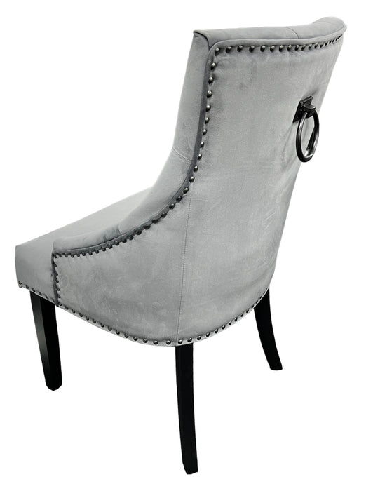BK-Jessica Dark Grey Chair (Black Ring Knocker/Black Legs)