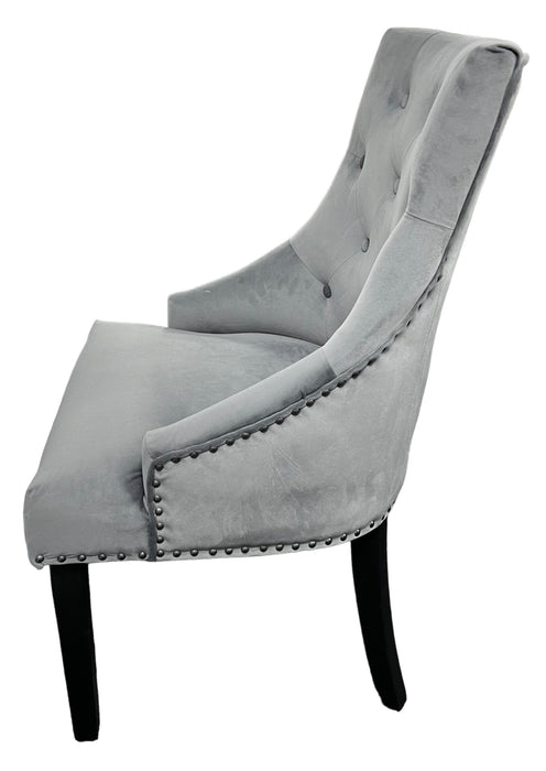 BK-Jessica Dark Grey Chair (Black Ring Knocker/Black Legs)
