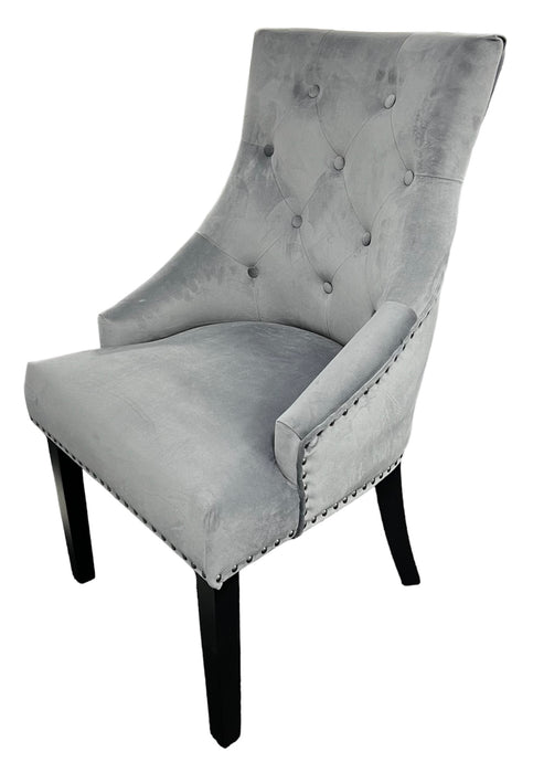 BK-Jessica Dark Grey Chair (Black Ring Knocker/Black Legs)