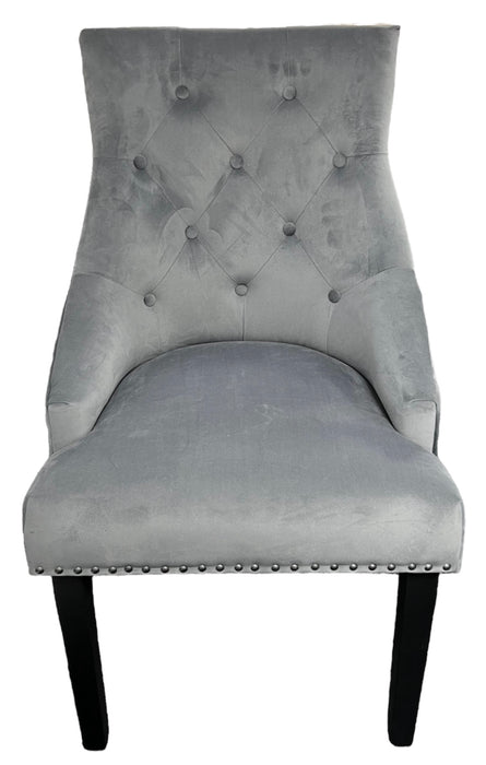 BK-Jessica Dark Grey Chair (Black Ring Knocker/Black Legs)