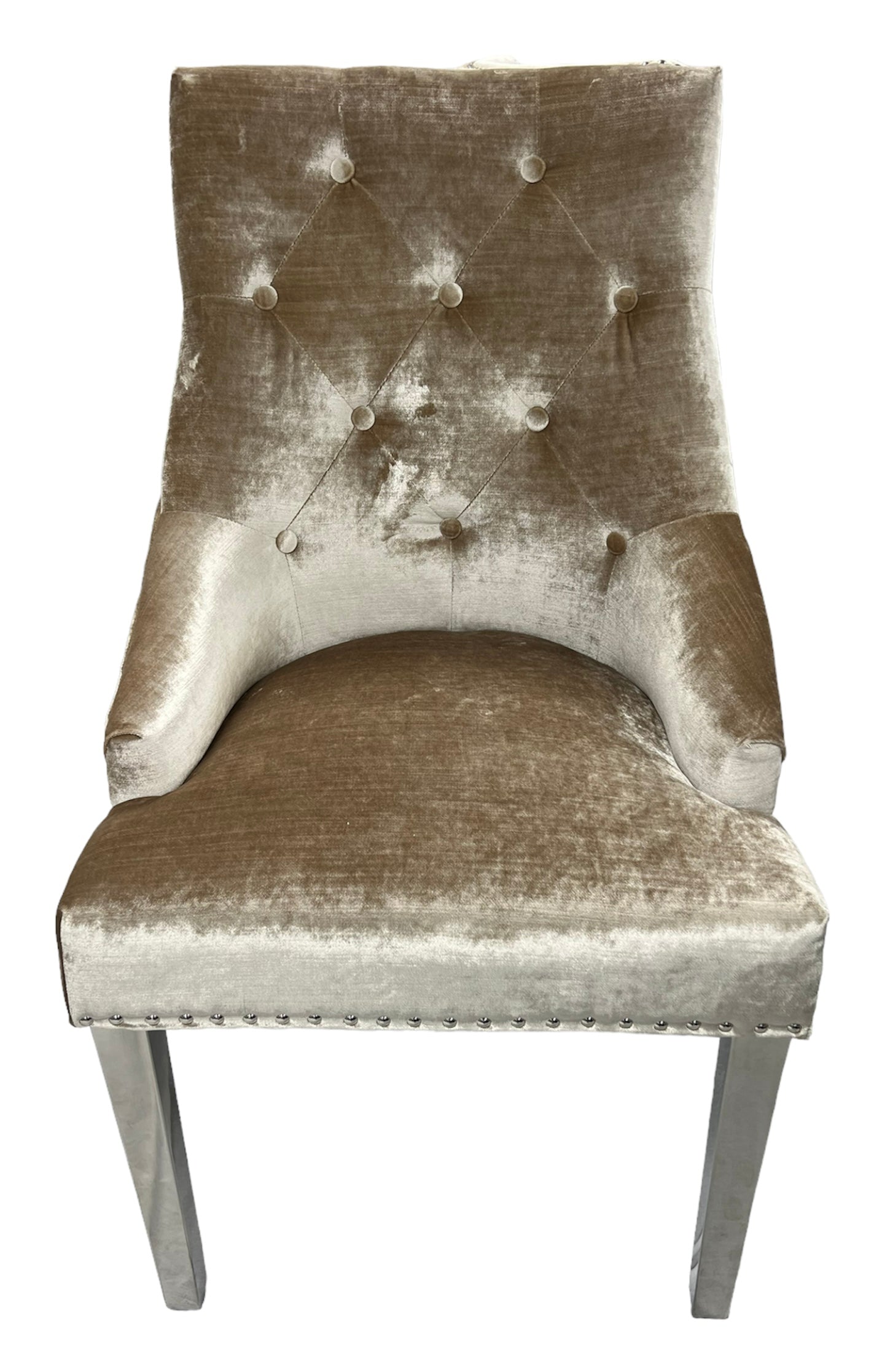 2 x Jessica Mink Chairs (Ring Knocker/Chrome Legs) detail