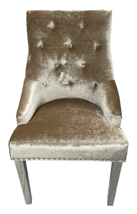 2 x Jessica Mink Chairs (Ring Knocker/Chrome Legs) detail