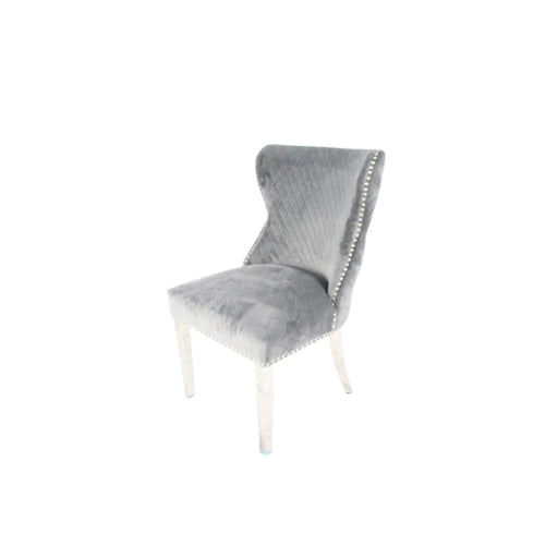 Lewis 01 Plush Dark Grey Chair (Lion Knocker/Chrome Legs)