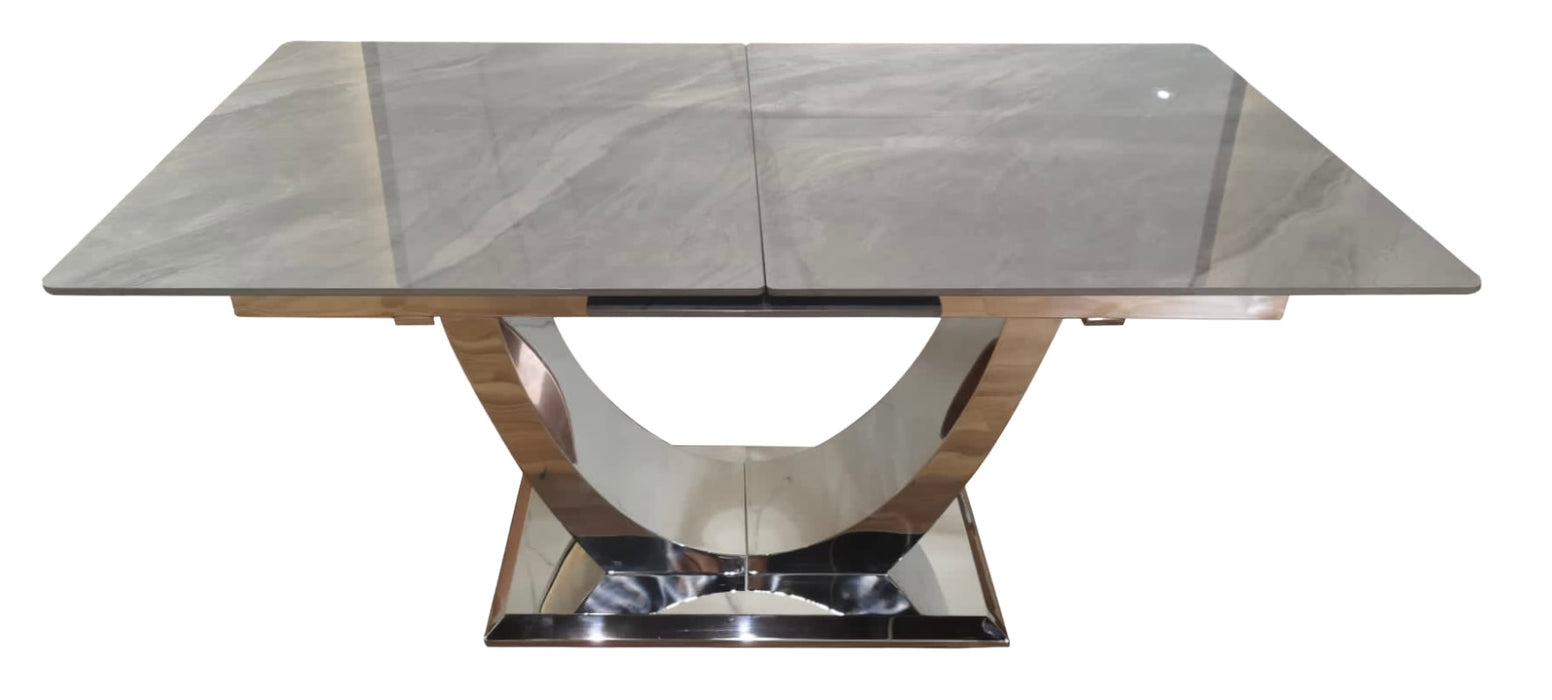London Extend Dining Table-  1.2-1.5/1.6-2m Grey Ceramic