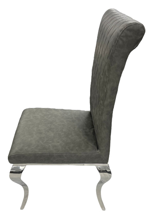 London PU Dark Grey Chair (Chrome Legs)