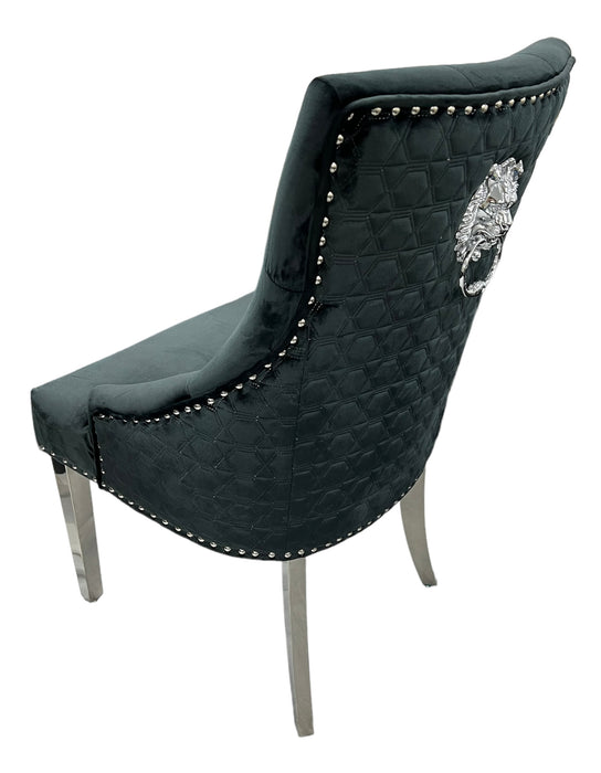 Roma Black Chair (Lion Knocker/Chrome Legs)