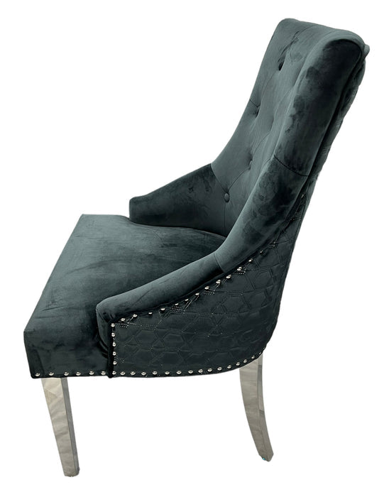 Roma Black Chair (Lion Knocker/Chrome Legs)