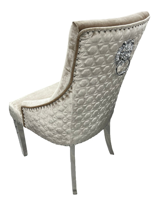 Roma Mink Chair (Lion Knocker/Chrome Legs)