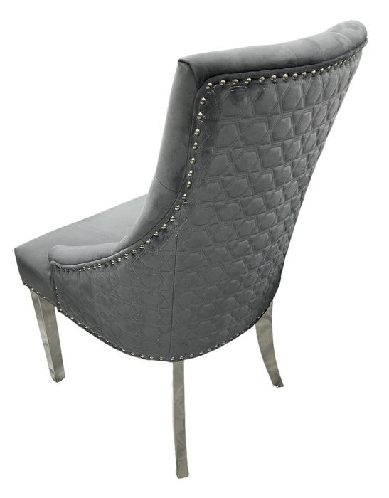 NK-Roma Dark Grey Chair (No Knocker/Chrome Legs)