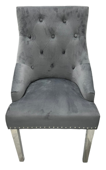 NK-Roma Dark Grey Chair (No Knocker/Chrome Legs)
