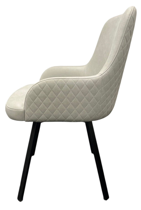 Rose 180¼ PU Light Grey Chair (Black Legs)
