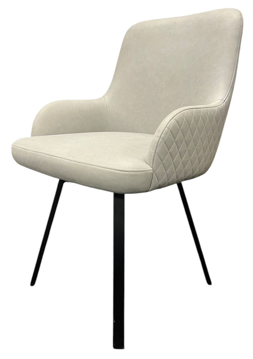 Rose 180¼ PU Light Grey Chair (Black Legs)