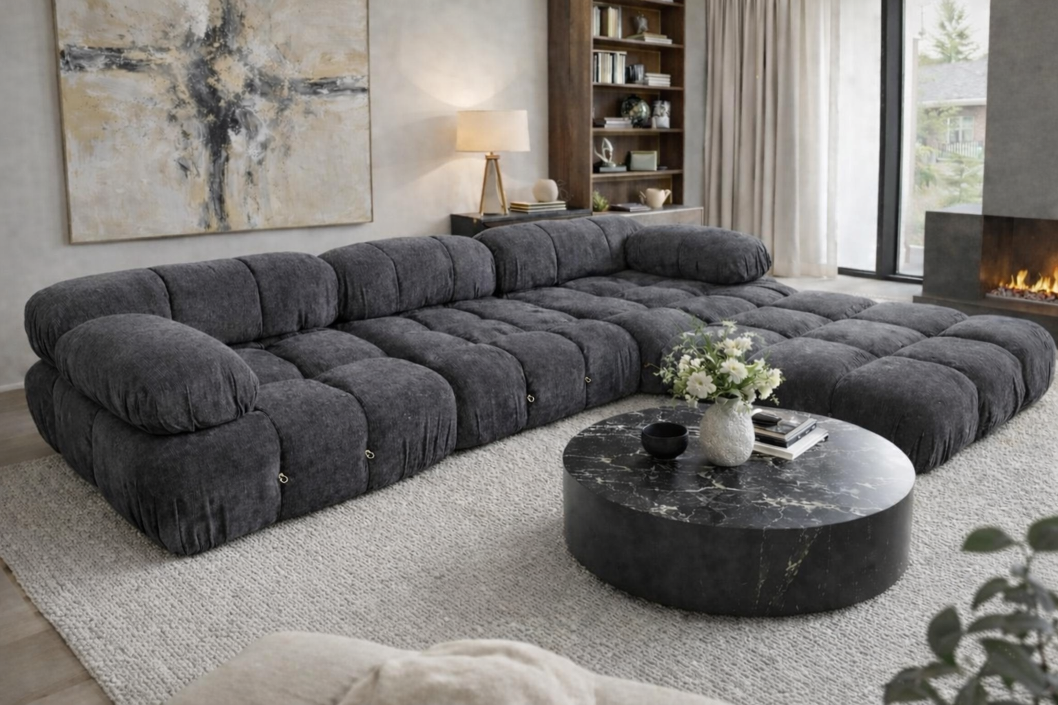 Milan Compression Black Sofa