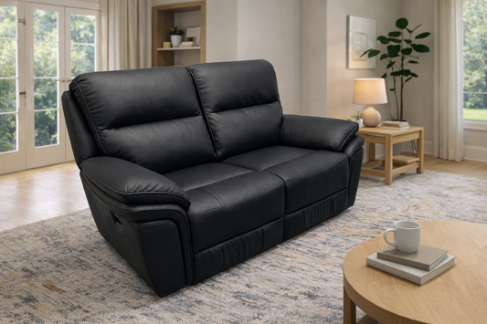 Montana Black 2 Seater Recliner Sofa