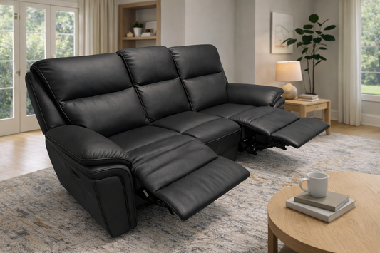 Montana Black 3 Seater Recliner Sofa