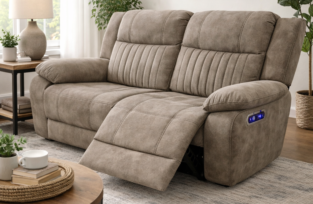 Rose Brown 2 Seater Recliner Sofa