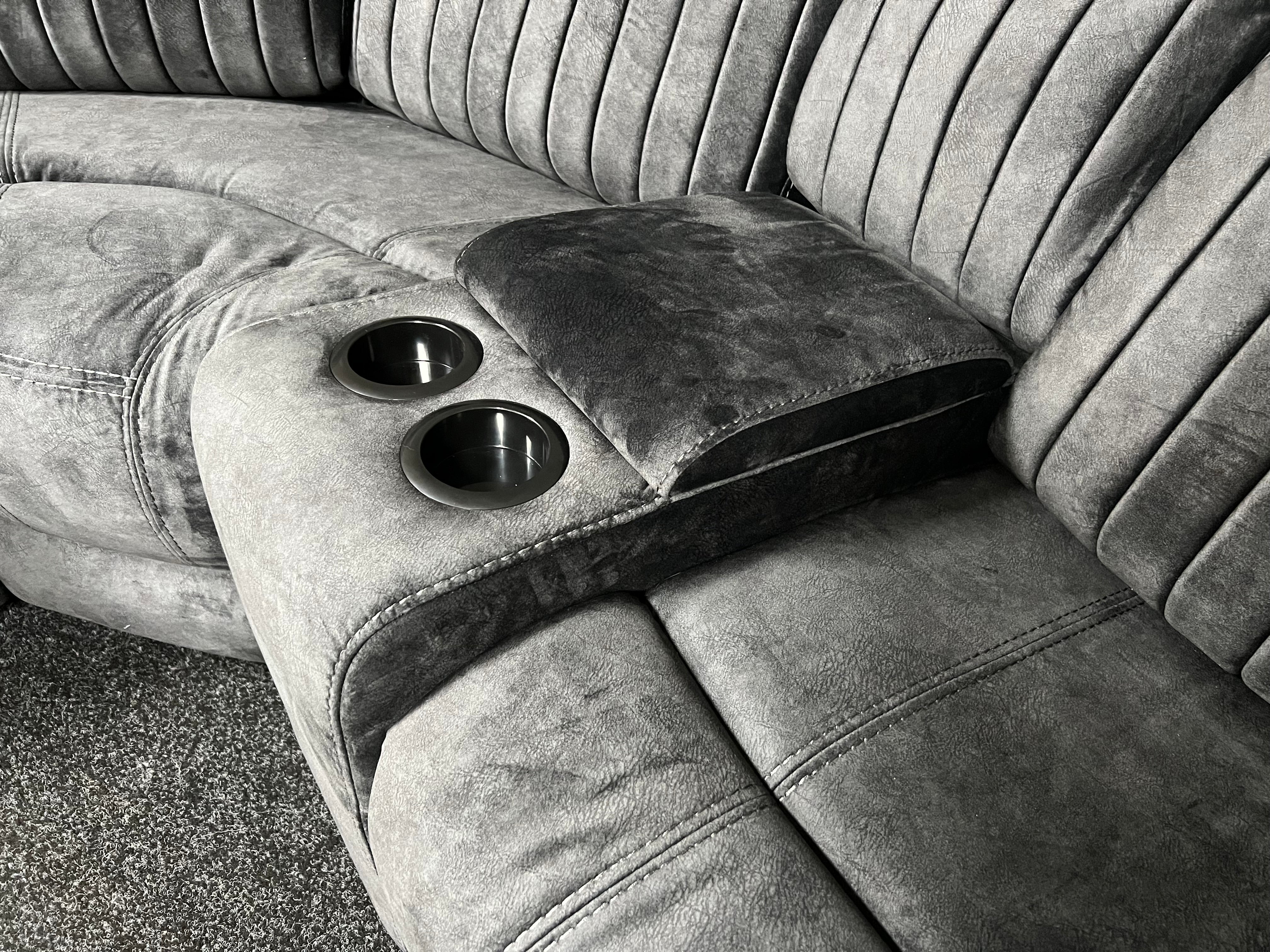 Rose Charcoal 2+1 Corner Recliner Sofa