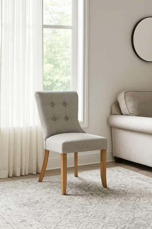 2 x Bentley Beige Chairs (Oak Legs)