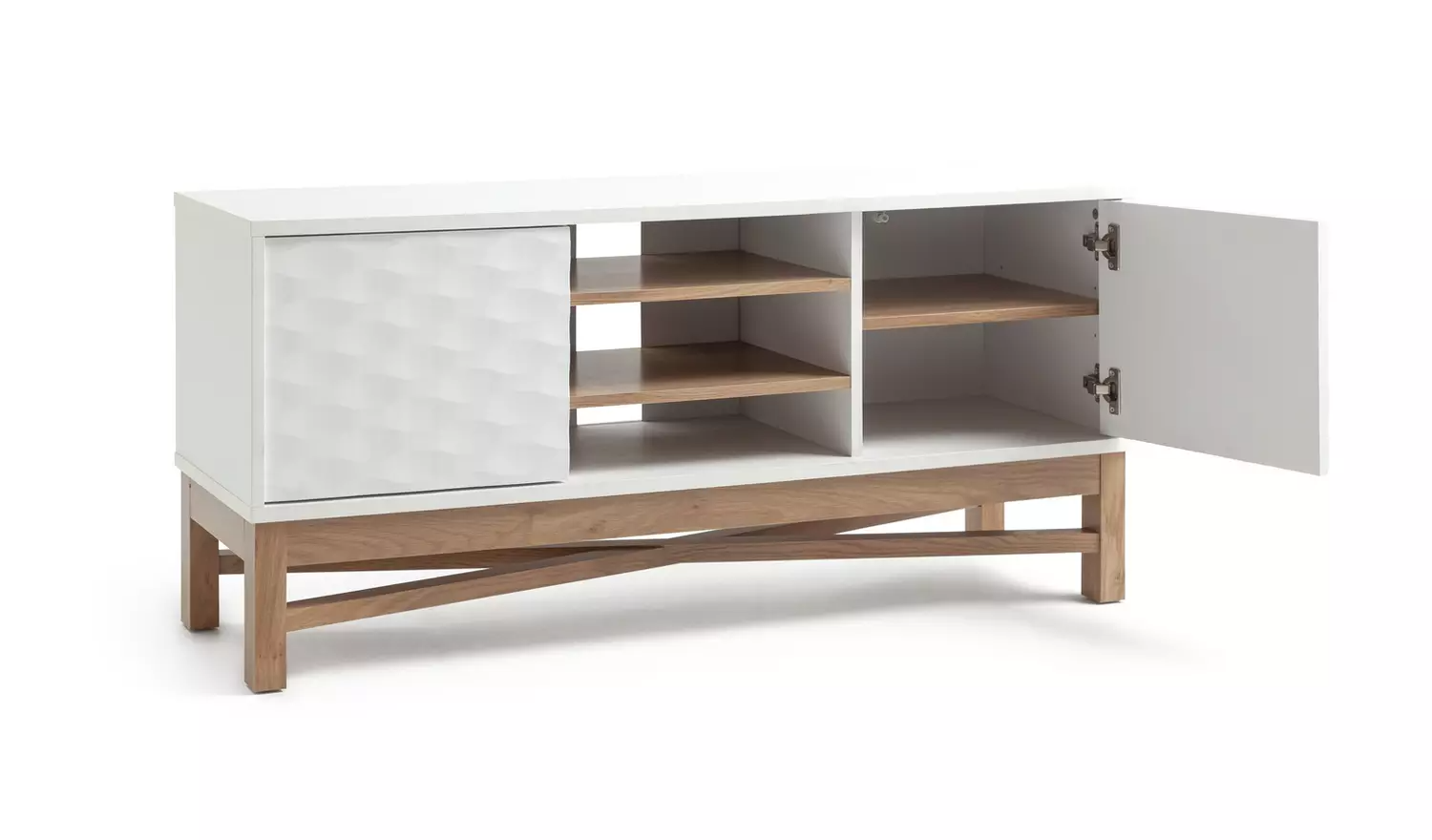 Habitat Zander Textured TV Unit - White & Oak Effect