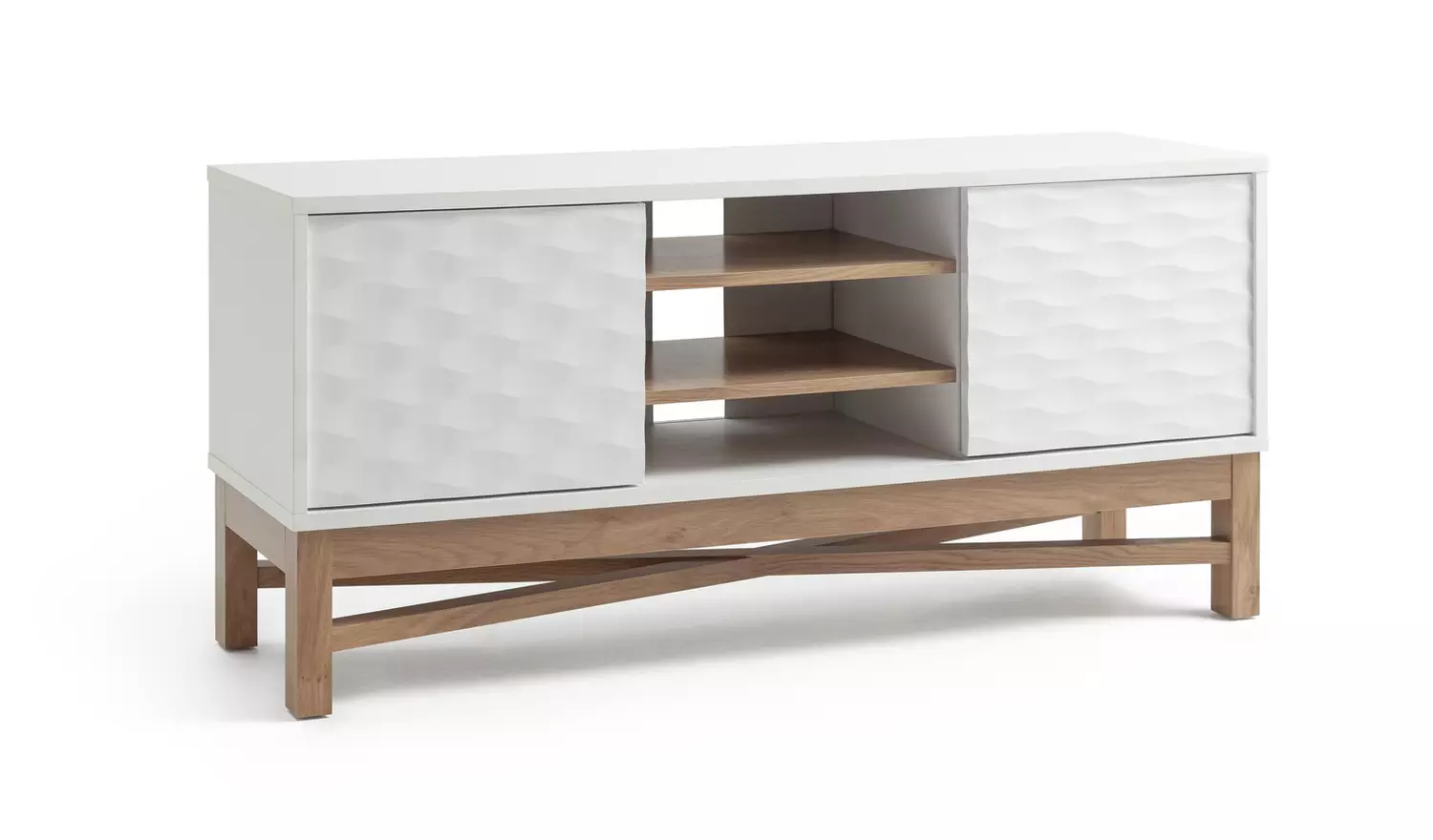 Habitat Zander Textured TV Unit - White & Oak Effect