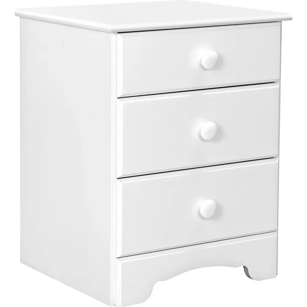3 Drawer Bedside Table - Soft White